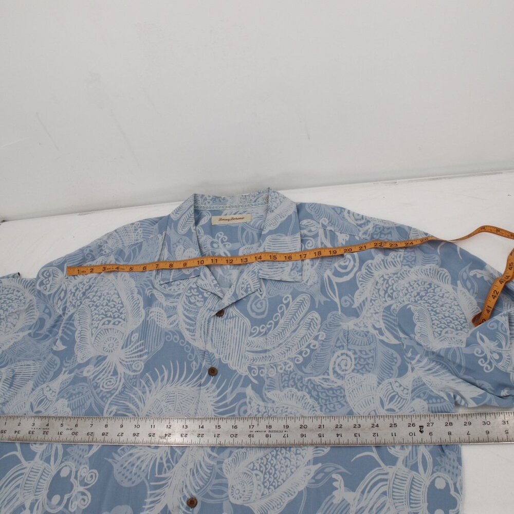Tommy Bahama Hawaiian Shirt Mens 2XL Silk fish shrimp seafood print loop collar - Picture 16 of 16